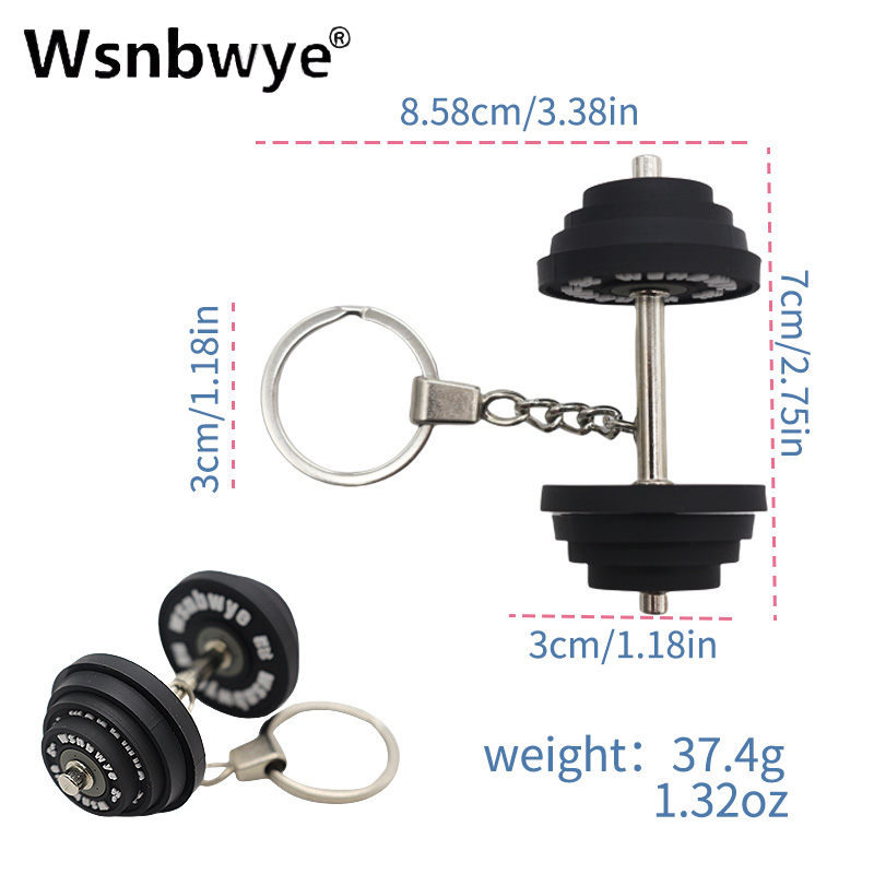 Gym Accessory Durable and Vibrant Gift Wholesale Custom Fitness Circular Barbell Keychain Custom Black Barbell Set Key Chain