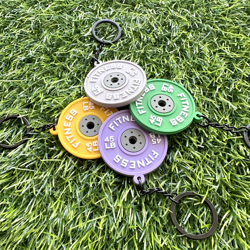 2d 3d Soft PVC Rubber Barbell Kettlebell Dumbbell Shape Keychain Mini Athlete Accessories Key Ring Bumper Plate Keychain
