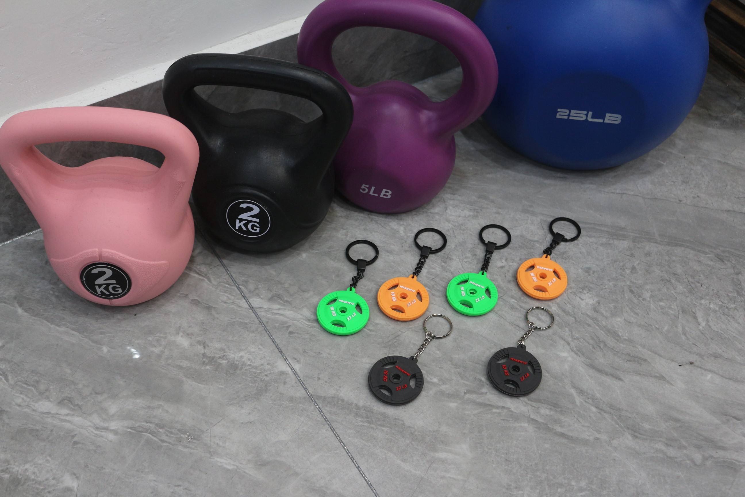 Factory Sales Key Ring Custom Logo Gym Barbell Rubber 2d Soft Pvc Keychain