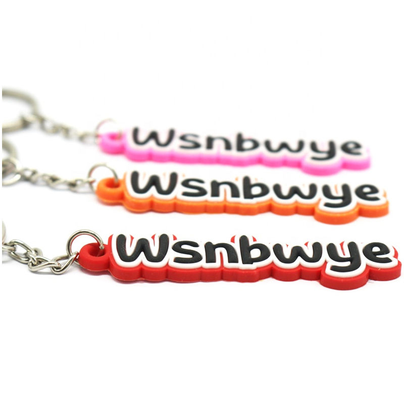 Personalized Creative 2d 3d Letter Key Chain Custom Logo PVC Keychains Soft Rubber Key Chains