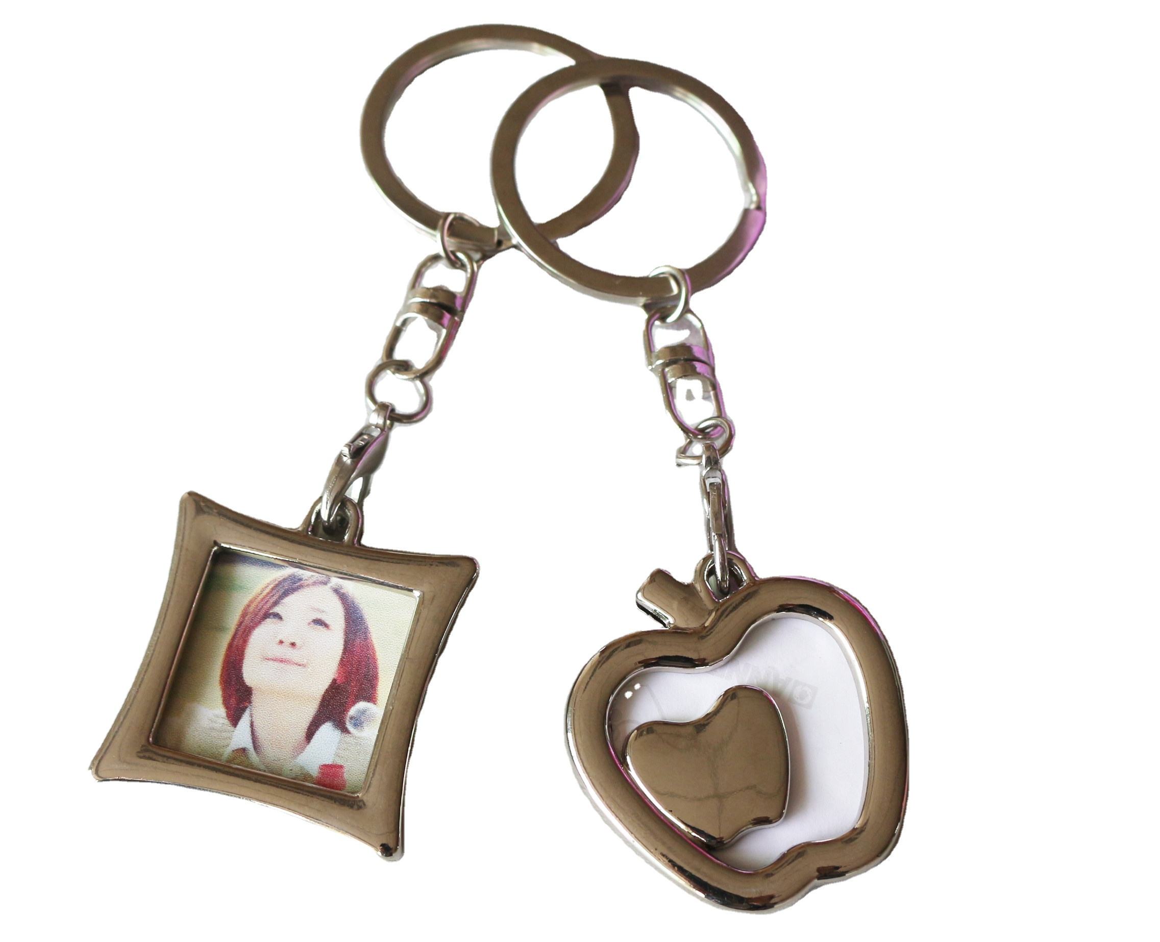 make your own logo metal personality heart shaped key chain metal mini photo frame album keychain custom made