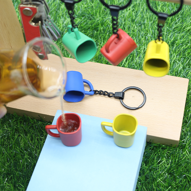 Fashion Souvenir Crafts Coffee Series Mini 3D Coffee Cup Pot Mug Keychain Promotion Gift Metal keychain