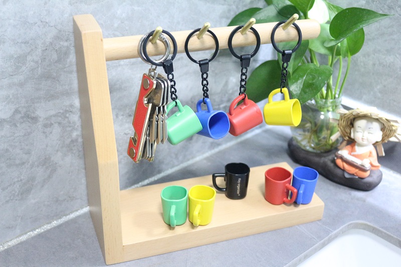 Hot Selling Top Quality Coffee 3d Metal Keychain Accessories Cup Keychain Tea Tools 3d Metal Key Ring