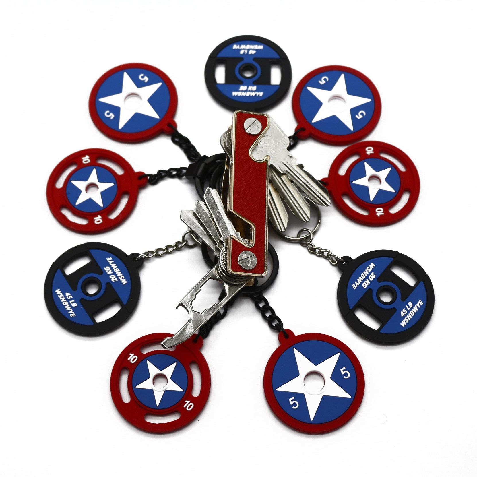 Wholesale High Quality Anti-lost Mini Barbell Piece Key Chains Key Rings Custom Logo