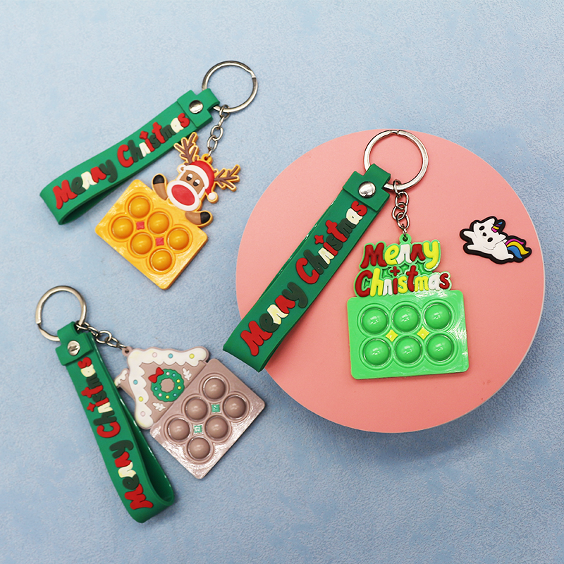 Pops Squeeze Toys Key Chain Fidget Toy Keychain Plastic Key Tree Kids Chains 3d Key Chain Christmas