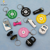 Mini Barbell Plate Car pvc rubber Key Chain Men's Fitness Key Chain 'strong Beautiful Health' Pendant Keyring
