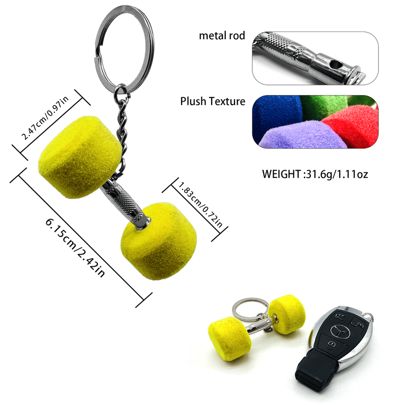 1pc Wsnbwye Weightlifting Equipment Wool Textured Dumbbell Keychain Removable Assembly Fitness Fashion Key Ring Pendant Dumbbell Pendant Gift Suitable for Bag Decoration Gift Unisex
