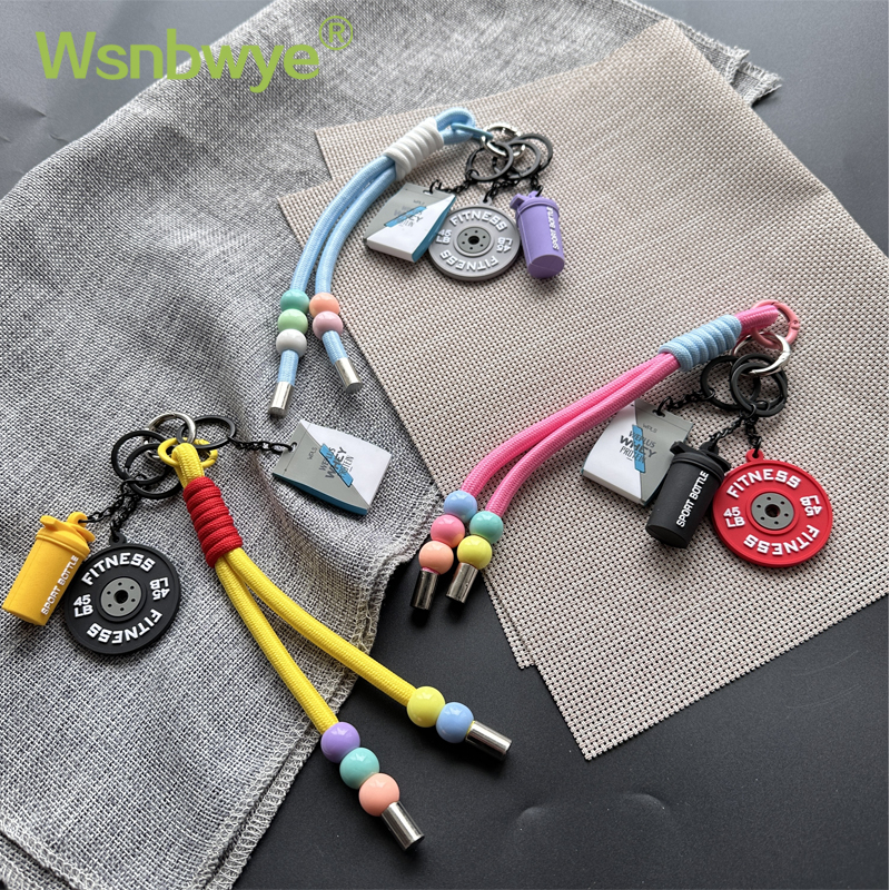 The Colorful Color Series Is Bright And Fashionable Colorful Beaded Beads Are Mixed And Matched with Key Chains And Keychains Fitness Equipment Weightlifting Kettlebells And Key Rings