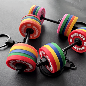 Gym Plates Mini Fitness Accessories Promotion Gift Key Ring Llavero Colorful DIY Square Combination Barbell Gym Plates Keychain