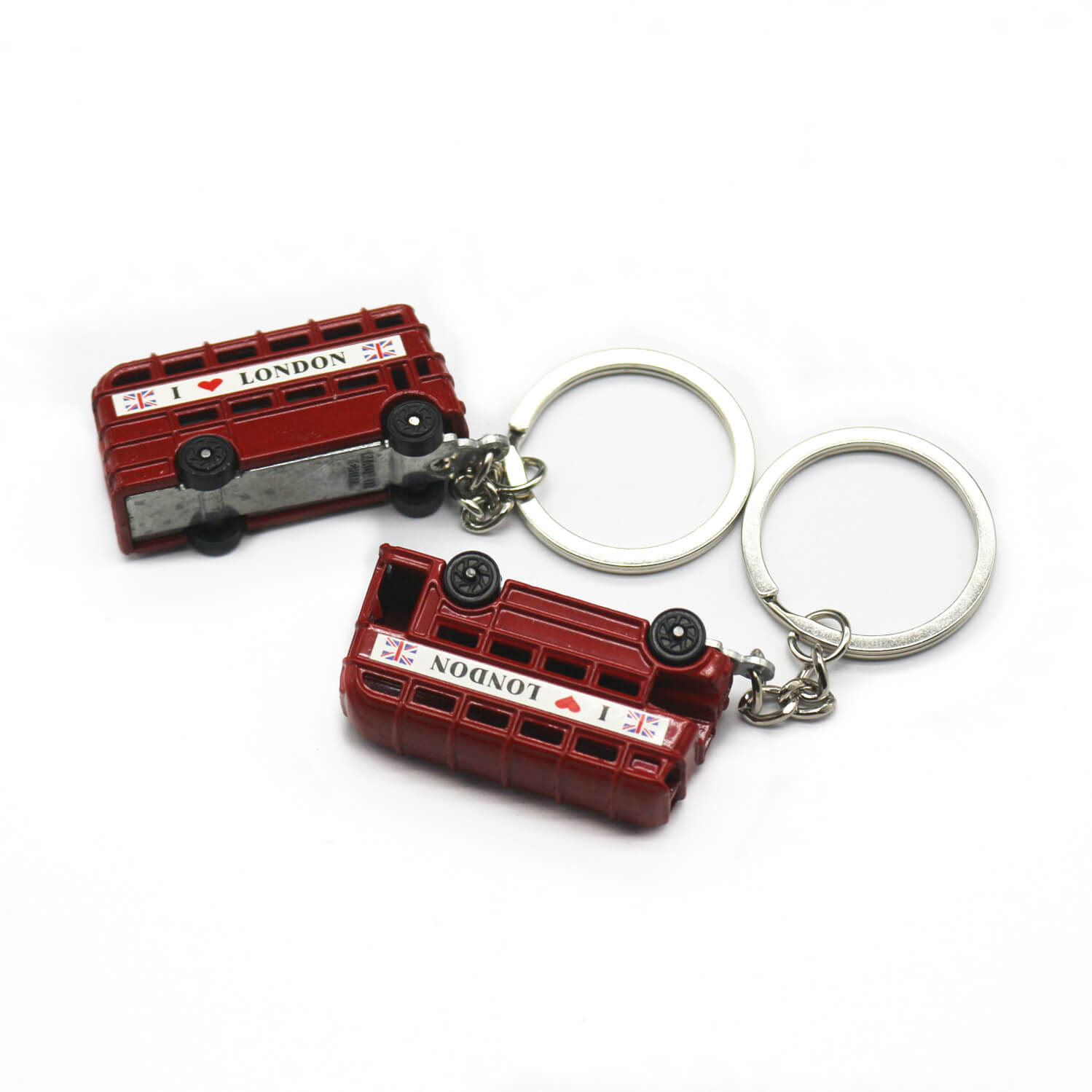 Vintage Bus Phone Booth 3D Metal Keychain
