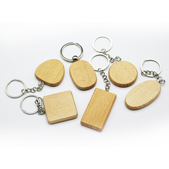 Laser Logo Engrave Custom Blank Wood Keychain