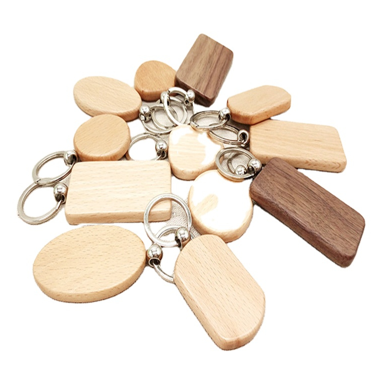 Laser Logo Engrave Custom Blank Wood Keychain