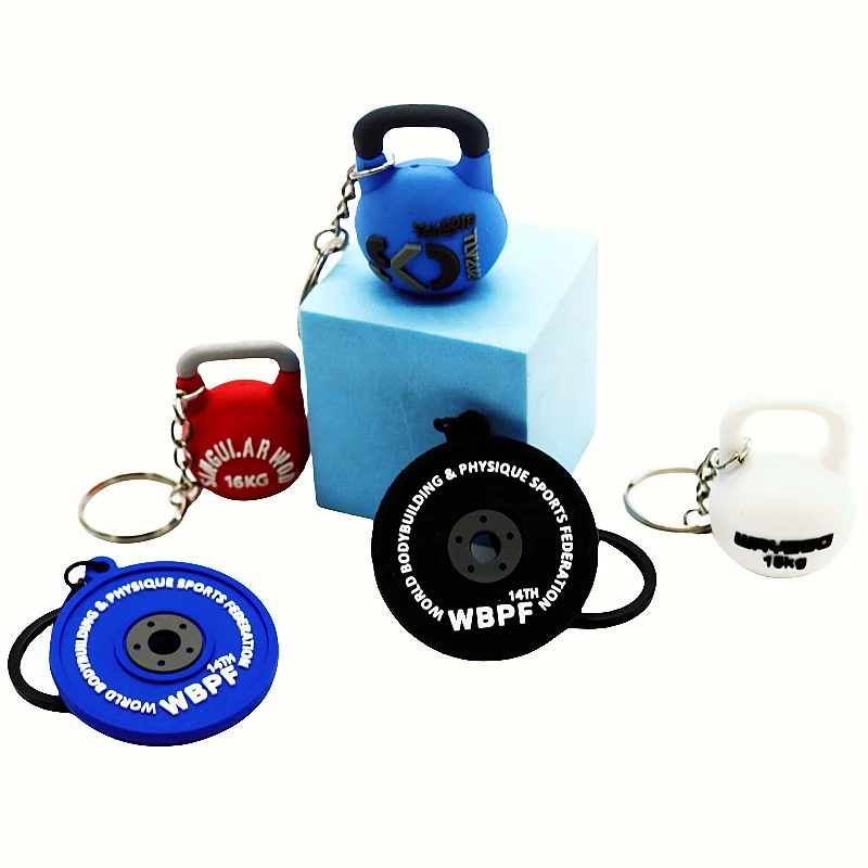 Wsnbwye Steel Weight Stack Plates Llaveros Anime Sublimation DIY CHAVEIRO Weight Plate Keyring Fitness Rubber Key Chain