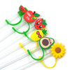 Straws Plugs Drinking Tips Silicone Straw Cover Tips brand avocado sunflower straw topper