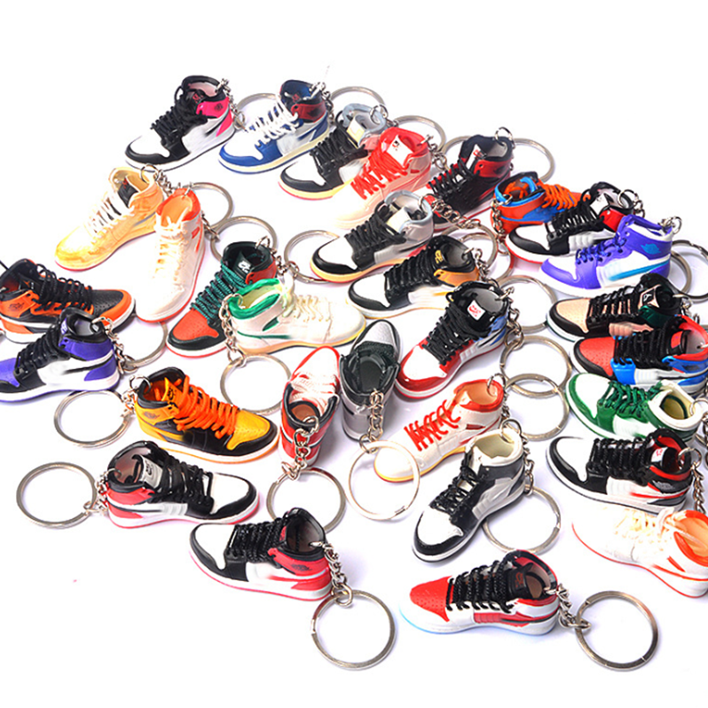 2D 3D Mini PVC Sneaker Key Chains Custom Key Chain Accessories Basketball Shoe Model Rubber Key Chains