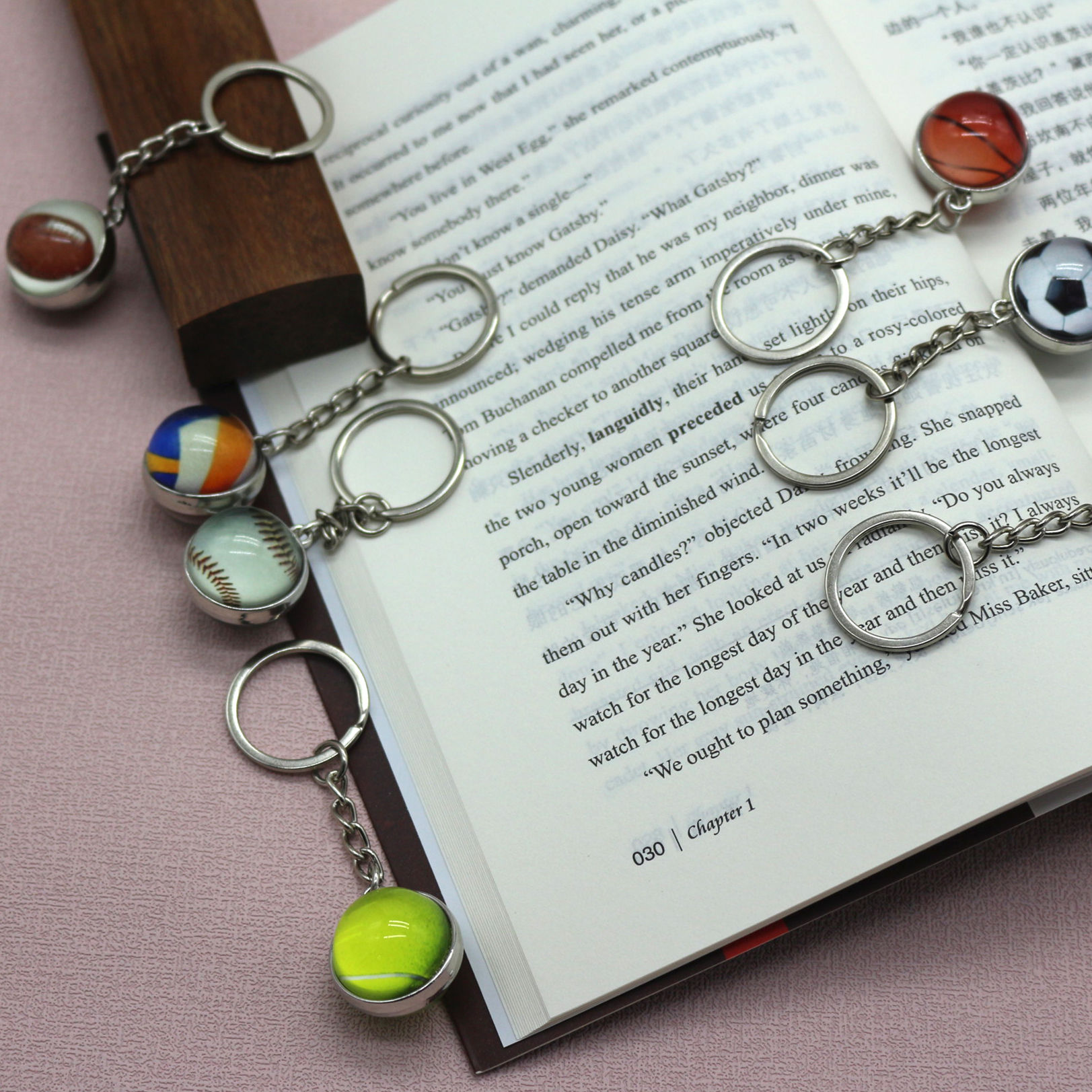 3D Simulation Basketball Glass Key Chains Other Key Chains Mini Football Crys