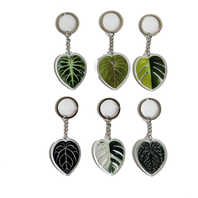Creative Simulation Leaf Acrylic Key Chain Pendant Schoolbag Pendant Double-sided Headphone Chain Accessories