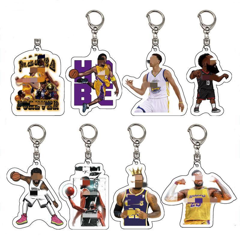 Creative Acrylic Key Chain Bag Pendant Llavero estrella de baloncesto Plastic Keychain