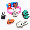 New arrival custom cartoon soft pvc rubber charm silicone wristband bracelet with charms