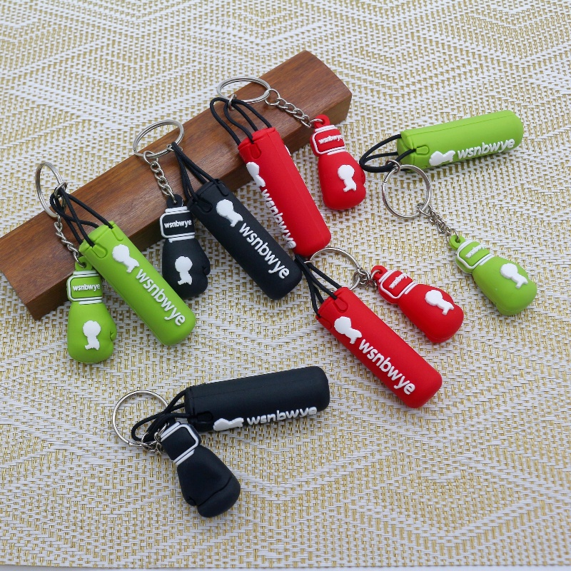 3D Llaveros standing boxing gloves keychain, horsehair anime gym, heavy-duty customized mini business gloves, car rearview mirror keychain