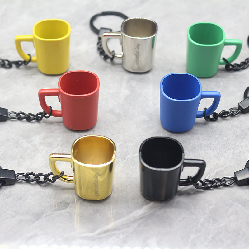 Fashion Souvenir Crafts Coffee Series Mini 3D Coffee Cup Pot Mug Keychain Promotion Gift Metal keychain