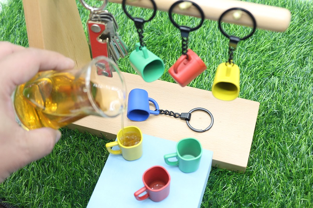 Hot Selling Top Quality Coffee 3d Metal Keychain Accessories Cup Keychain Tea Tools 3d Metal Key Ring