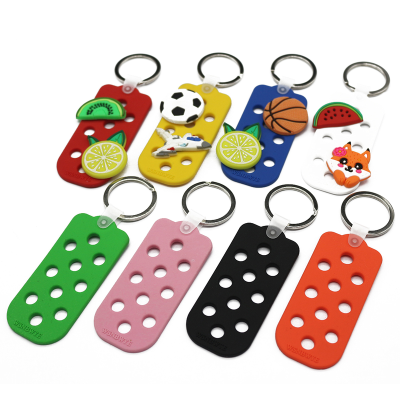 Customizable Logo Wholesale Bulk Low Price PVC Assorted Colour Cute Key Chain Charms Keychains Rubber