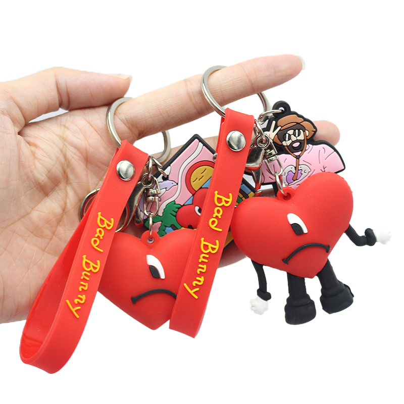 New Arrival Soft Pvc Keyring Accessories Croc Charms Keychain Croc Keychain Wholesale 3d Bad Bunny Glowing In Night Keychain