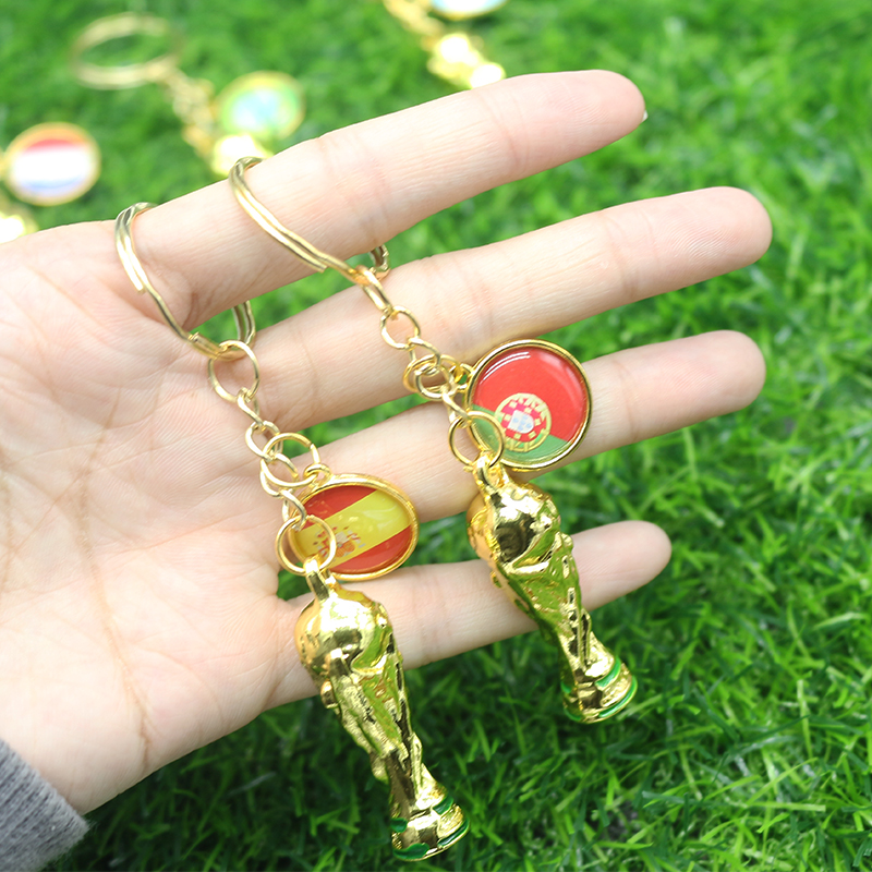 2022 Hot Selling Metal World Cup Valentines Day Gift Keychain Promotional Accessories World Football Cup Key Chain