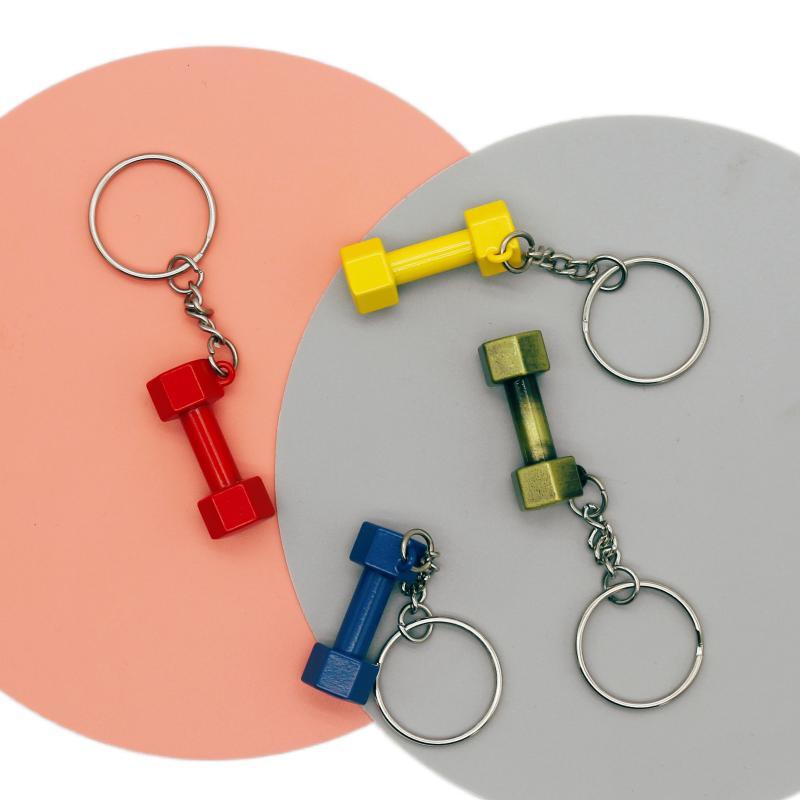 Hot Fashion Metal Keychain Mini Dumbbell Discus Barbell Key Ring Men Key Ring Couple Keyfob Accessories 