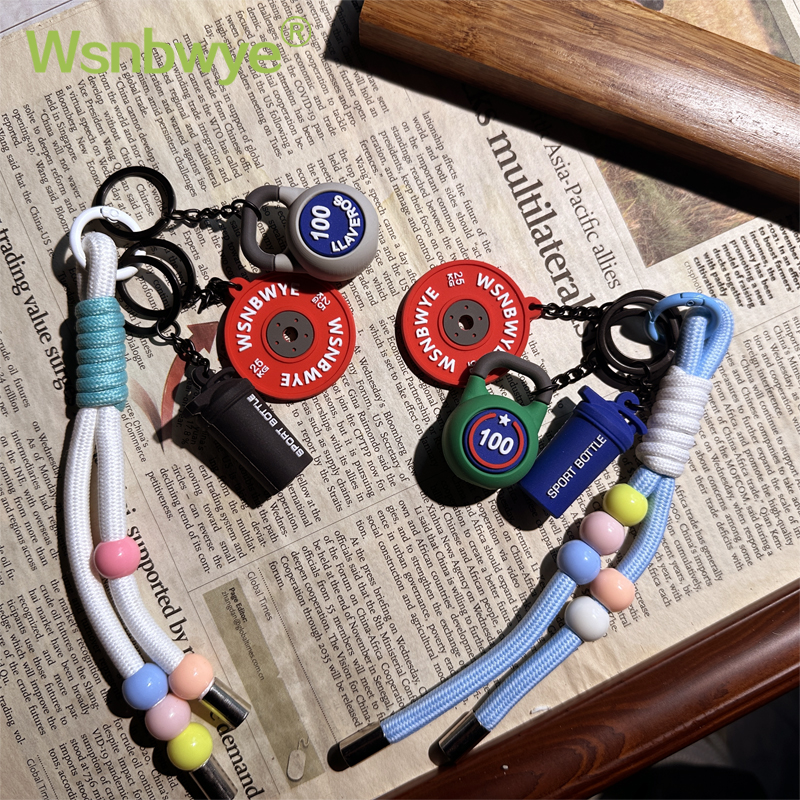 3piece Wsnbwye Creative Fitness Theme Kettlebell Dumbbell Piece Kettle 3-in-1 Key Weightlifting Outdoor Keychain Board Sports Style Multi-functional Fashion Practical Buckle for Backpack Hanging Gifts
