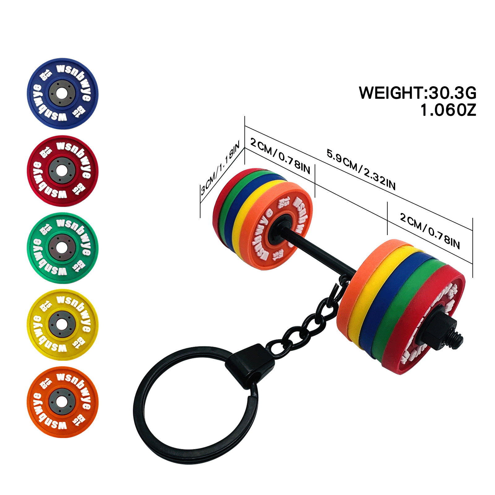 Gym Plates Mini Fitness Accessories Promotion Gift Key Ring Llavero Colorful DIY Square Combination Barbell Gym Plates Keychain