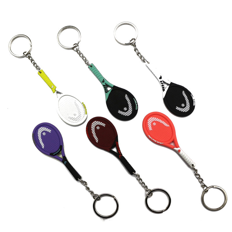 High Quality Llavero de Creative Gifts Custom 2D 3D Tennis Racket Keychain Mini Tennis Racquet Souvenir Keychain