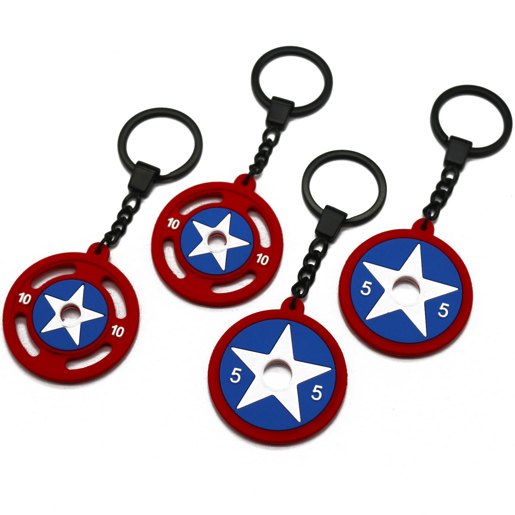 2D Barbell Keychain Star Logo Soft Rubber Keychain Custom Keyring