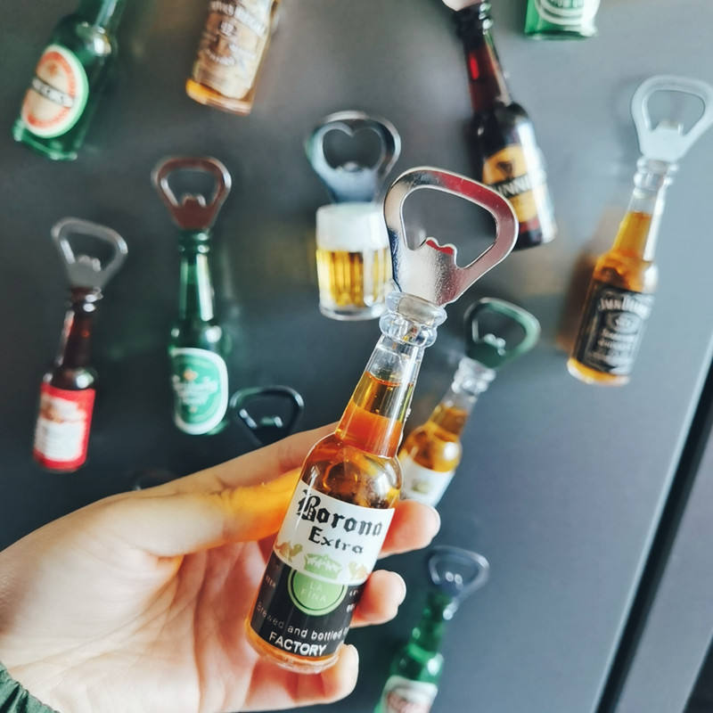 New Product Ideas 2021 Custom 3D Bottle Shape Acrylic Fridge Magnet Beer Bottle Opener
