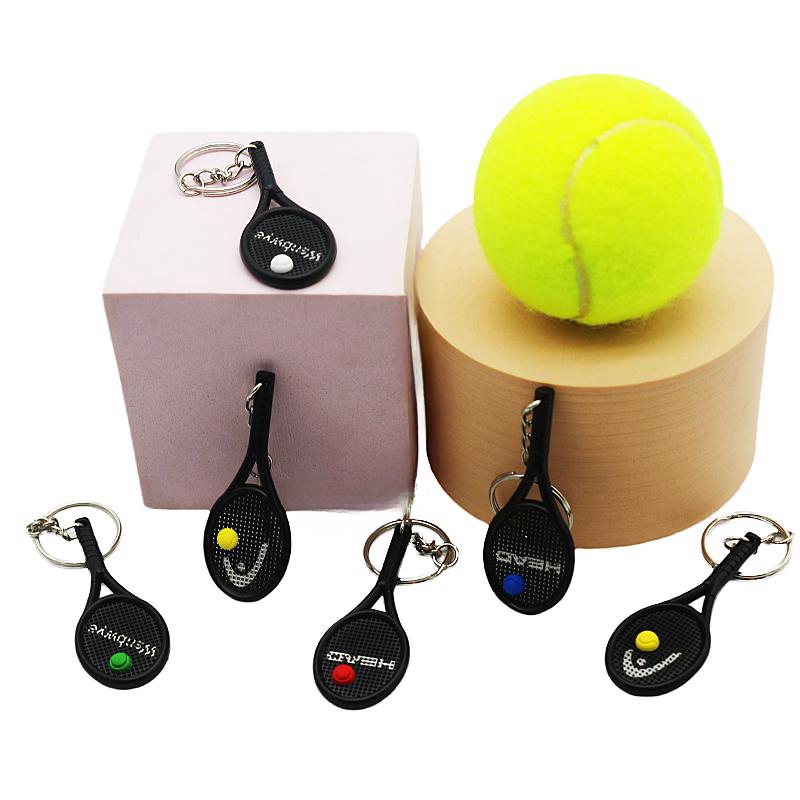 Sports women and men's car keychain charm bag hanging creative mini tennis racket keychain keychain pendant