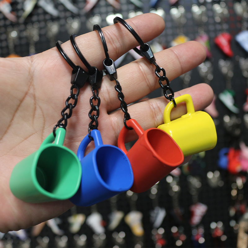 Fashion Souvenir Crafts Coffee Series Mini 3D Coffee Cup Pot Mug Keychain Promotion Gift Metal keychain