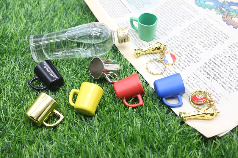 Hot Selling Top Quality Coffee 3d Metal Keychain Accessories Cup Keychain Tea Tools 3d Metal Key Ring