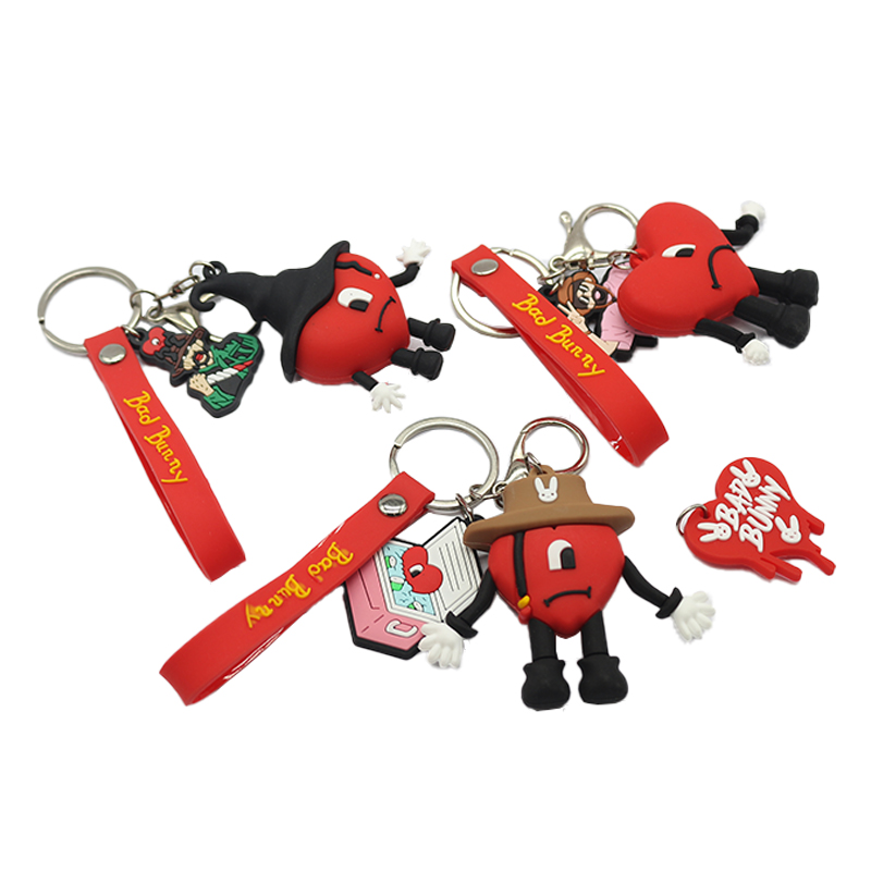 New Arrival Soft Pvc Keyring Accessories Croc Charms Keychain Croc Keychain Wholesale 3d Bad Bunny Glowing In Night Keychain