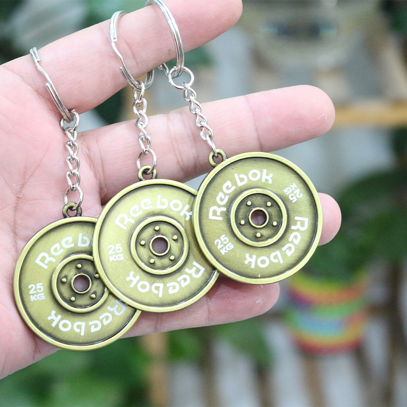 Men's Gym Equipment Sport Fitness 3d Mini Barbell Kettlebell Shape Metal Keychain For Gym Promotional Souvenir