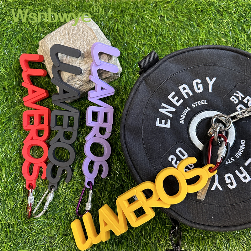 1PC Wsnbwye Fashion And Creative Trendy Brand Pendant Color Font Rubber LLAVEROS Keychain English Font Macaron Keychain for Gift Backpack Hanging Decoration Display