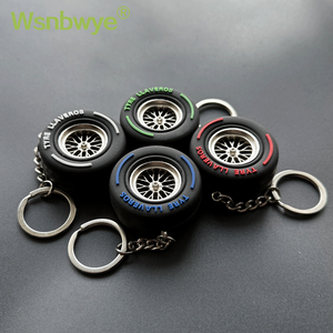 Custom Promotion Innovative Simulation PVC Motorbike Car Wheel 3D Rubber Truck Tire Keychain Tyre Key Chain Rubber Tire-shaped Car Wheels Keychain 