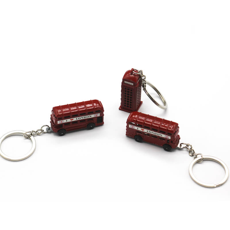 Vintage Bus Phone Booth 3D Metal Keychain