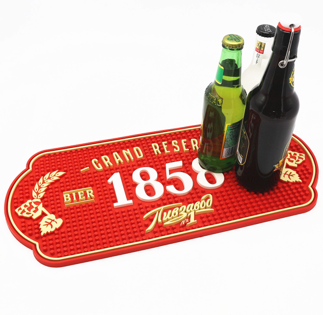 Red Custom Tabletop Decorative Mat Polygonal Bar Mat