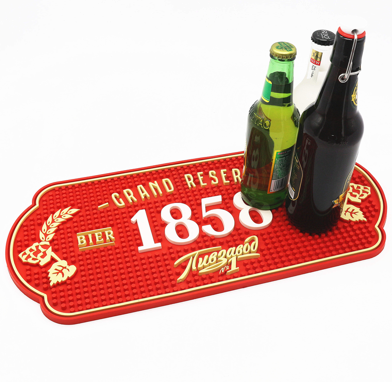 Red Custom Tabletop Decorative Mat Polygonal Bar Mat