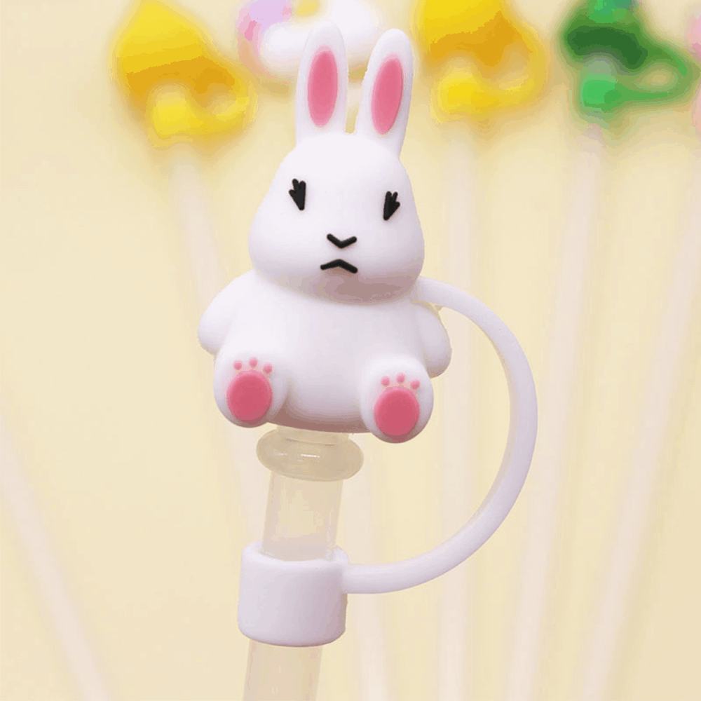 PVC anti dust decorative drinking straw covers lion rubber silicone straw topper