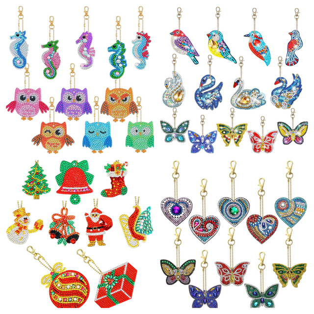 Double-sided Post Drill Owl Crystal Drill 5D Diamond Painting Keychain Kit Spot DIY Acrylic Keychain