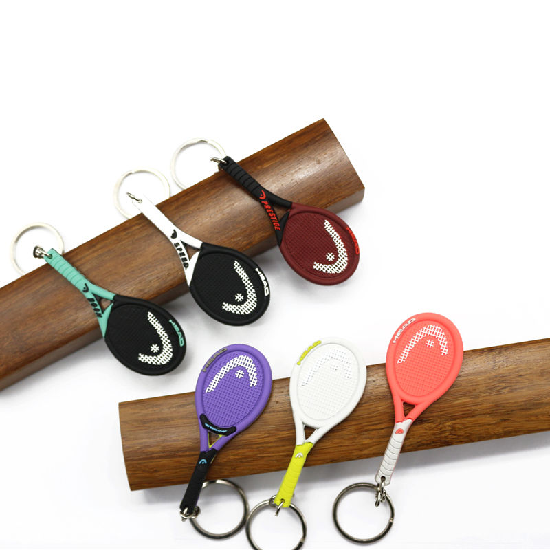 High Quality Llavero de Creative Gifts Custom 2D 3D Tennis Racket Keychain Mini Tennis Racquet Souvenir Keychain