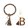 Tassel Letters Wristlet Key Chains Circle Bangle Key Ring Chain Leather Keychain Bracelet for Women Girls