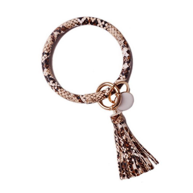 Bracelet With Tassel Hand Chain Bracelet Big Key ring PU Leather Wristlet Keychain Bracelet